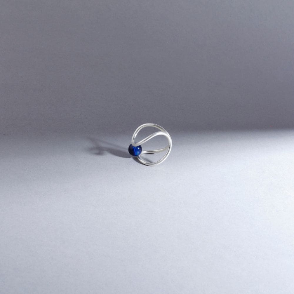 anillo de ágata azul onix silver plata para mujer moderno moderna estilo minimalista